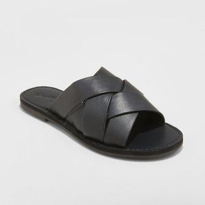 NEW! Krissy Crossband Black Slide Sandals Mules